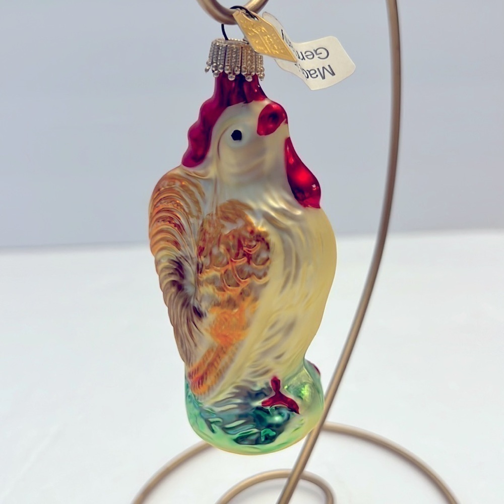 The discovery channel store hand blown rooster ornament made in Germany